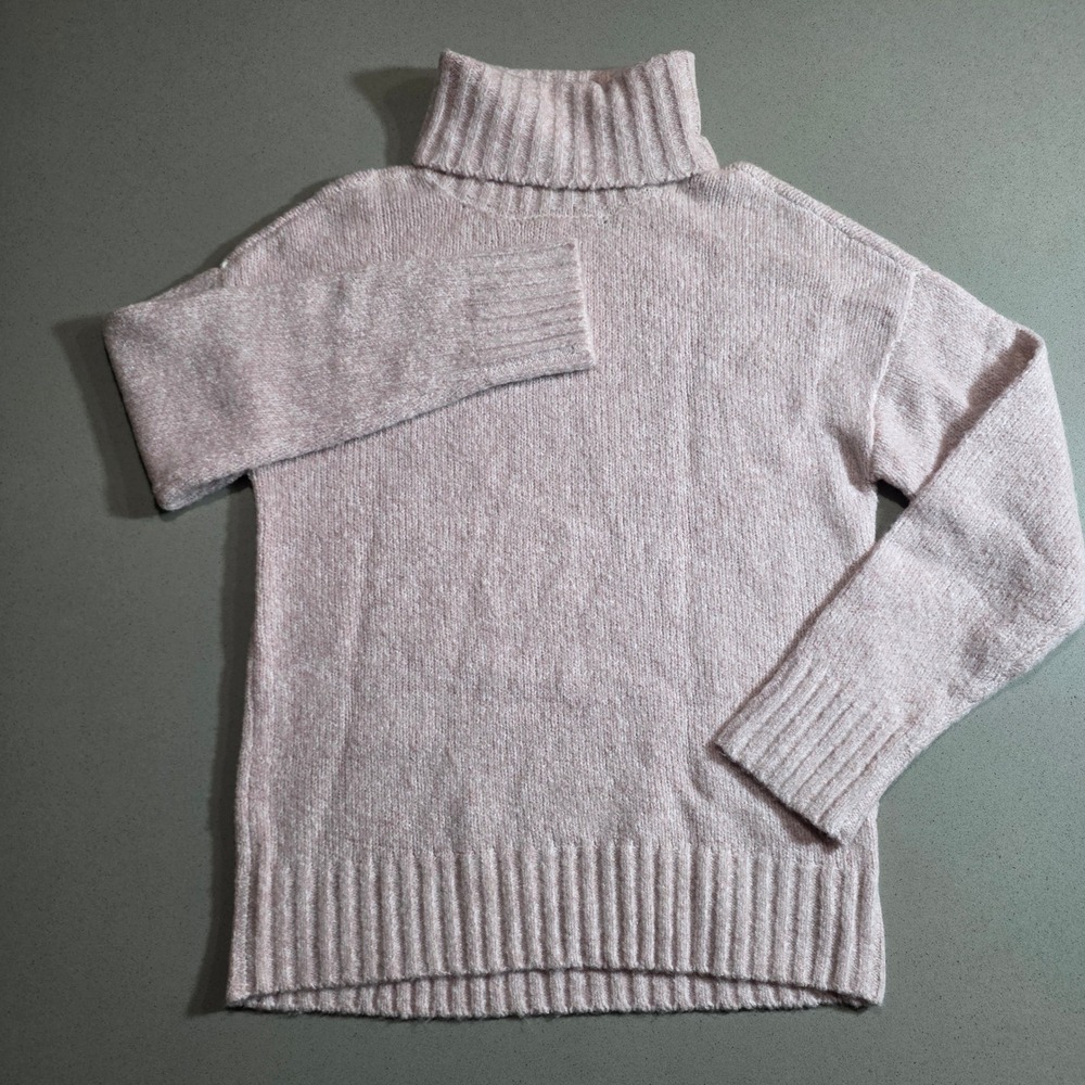 Olivia Sky Women Pink Turtleneck Sweater Size S MS848 Drop Shoulder Knit